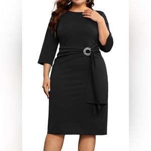 KIMCURVY Women's Plus Size 3/4 Sleeve Dress Evening Pencil Dress  / 16W